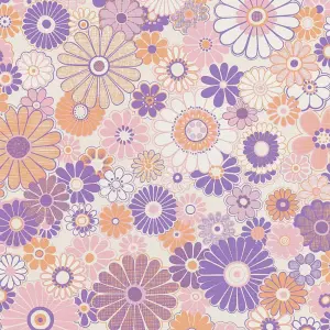 AS Creation Retro Floral Pattern Wallpaper Orange Pink Purple Paste The Wall