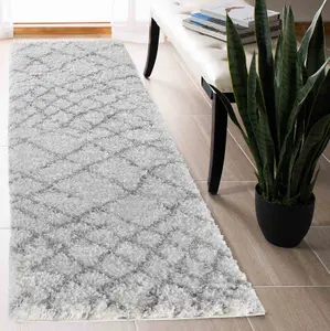 Moroccan Berber Shaggy Rugs Living Room Abstract Light Cream 60x220 cm