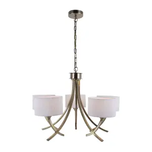 Justina Antique Brass 5 Light Chandelier