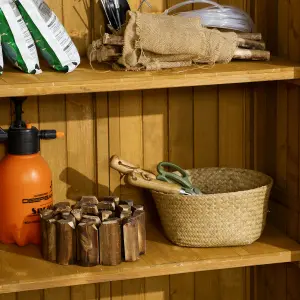 Outsunny Wooden Garden Storage Shed, 3 Shelves Tool Cabinet, Natural