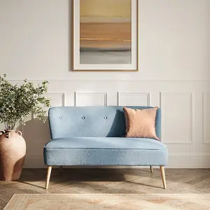 BEAU 2 SEATER SOFA CORNFLOWER BLUE / BLONDE WOOD