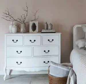 Juliette White Shabby Chic 6 Drawer Chest of Drawers