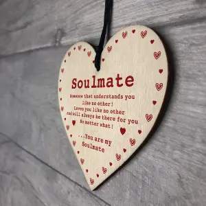 Soulmate Gift Wooden Heart Valentines Anniversary Gift For Him Her Women Men