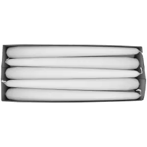 Tapered Dinner Candles, Pack of 10, Unscented, Long Burning Time, 24 cm / 19.45" (White, Matt)