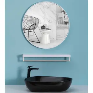 Baum Metal Flat Wall Mirror White / 40 cm H x 40 cm W