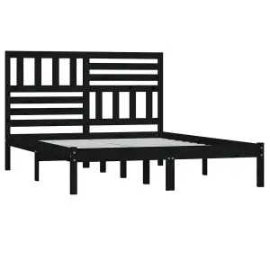 Berkfield Bed Frame Black Solid Wood Pine 140x190 cm