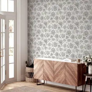 Soft Jacobean Trail Soft Grey Wallpaper