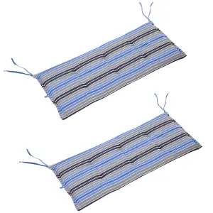 Outsunny 2 PCS Patio Bench Swing Chairs Garden Chairs Cushion Mat Strips Blue