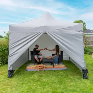 Pop Up 2.5x2.5 Gazebo With Sides Light Grey