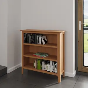 Home Source Natland Small Wide Oak 3 Shelf  Bookcase