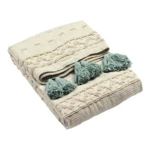 furn. Boho Geometric Tufted Cotton Fringed Throw