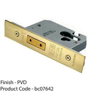 76mm EURO Profile Deadlock - Polished Brass - BS EN 12209 Security Lock