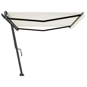 Berkfield Freestanding Manual Retractable Awning 500x350 cm Cream