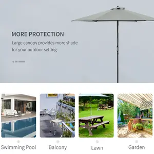 Outsunny 2.8m Patio Umbrella Parasol Outdoor Table 6 Ribs Dark Grey