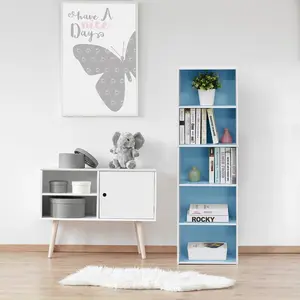 Aliesha Open Shelf Bookcase Light Blue/White / 132.1cm H x 40.1cm W x 23.9cm D