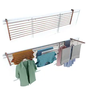 Duo 202, Folding clothes rail for balustrades, exteriors and balconies, Width 202 cm Corten