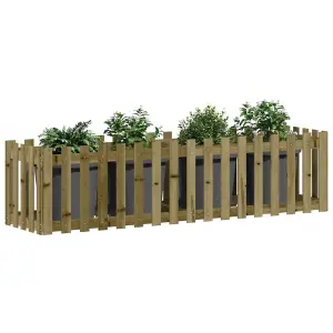 Berkfield Garden Raised Bed with Fence Design 200x50x50 cm Impregnated Wood Pine