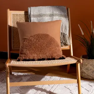 furn. Radiance Tufted Cotton Tasselled Feather Filled Cushion