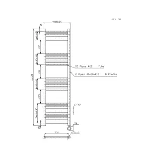 Right Radiators Prefilled Thermostatic Electric Heated Towel Rail Straight Bathroom Ladder Warmer - Anthracite 1400x400 mm