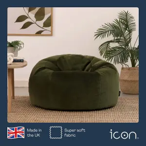 icon Aurora Classic Velvet Bean Bag Chair Olive Green Bean Bags