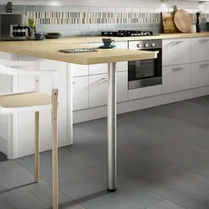 Rothley Brushed Stainless Steel Adjustable Worktop & Table Leg 870mm x 60mm