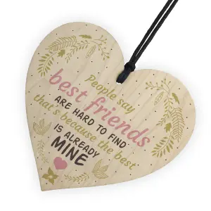 Red Ocean Best Friends Hard To Find Wooden Hanging Heart Friendship Plaque Birthday Thank You Gift