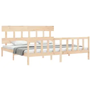 Berkfield Bed Frame with Headboard Super King Size Solid Wood