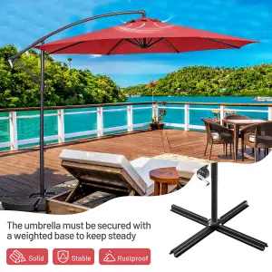 Costway 3 x 3m Patio Offset Umbrella Backyard Garden Cantilever Parasol w/ 8 Ribs