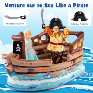 Costway Inflatable Pirate Ship Playhouse Blow up Playscape Toddler Playhouse Toy