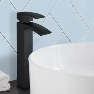 Nes Home Seirra Tall Basin Mono Mixer Tap & Waste Matte Black