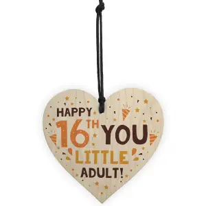 Red Ocean Funny 16th Birthday Card Wooden Hanging Heart Sixteenth Gift For Daughter Son