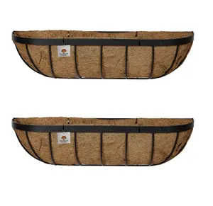 Garden Metal Wall Baskets  Troughs Planters (W)60cm Set of 2