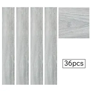 Set of 36 Grey Realistic Woodgrain Effect Self Adhesive PVC Flooring Wood Plank Waterproof Covering 5m²