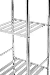 Interiors By Premier Durable 5 Tier Chrome Shelf Unit With Basket, Sturdy Standing Shelves For Livingroom, Spacious Shelf Unit