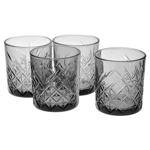 URBNLIVING 345ml 4 Pcs Whisky Scotch Vodka Tumbler Grey Glassware Sets