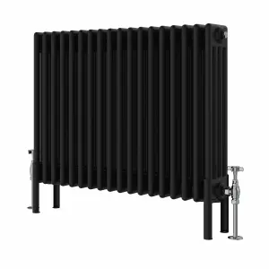 Right Radiators 600x830 mm Horizontal Traditional 4 Column Cast Iron Style Radiator Black