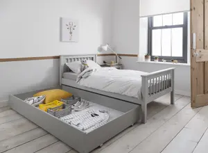 Hampshire Single Bed Frame with Olaf Trundle in Silk Grey