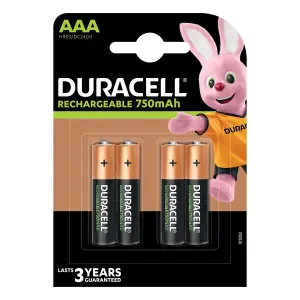 Duracell Rechargeable AAA Battery, Pack of 4