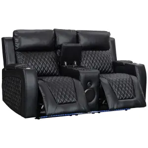 Venice Series One 2 Seater Cinema Sofa in Black Aire Leather