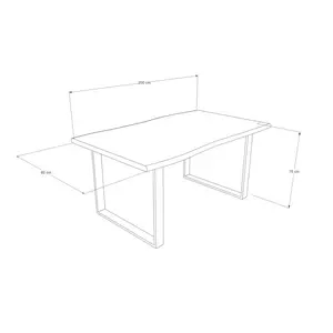 Norman Dining Table Unfinished / H80 x L200 x W40cm