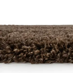 Super Soft Brown Shaggy Runner Rug 60x240cm