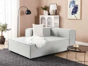 Right Hand Linen Chaise Lounge Grey APRICA