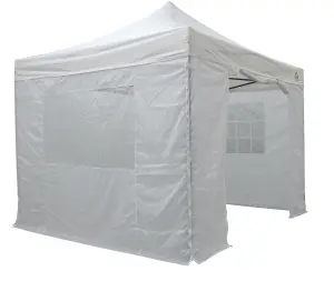 All Seasons Gazebos 3x3 Full Waterproof Pop Up Gazebo with 4 Heavyweight Side Panels and Accessories White