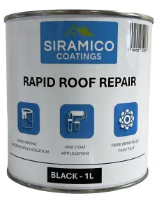 Rapid Roof Repair Paint - Black - 1 Litre - Instant Waterproof Roof Sealant