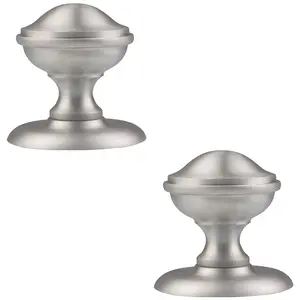 2 PACK - 81mm Traditional Centre Front Door Round Knob Satin Chrome Outdoor Handle