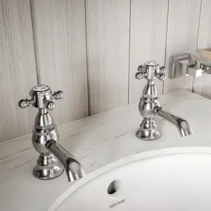 Heritage Highbrook Standard Chrome effect Basin Pillar Tap