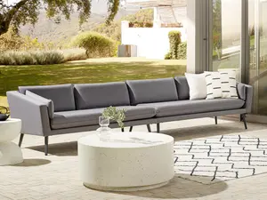 Outdoor Upholstered Sofa Garden Sofa LORETELLO Polyester Grey 4 Seater