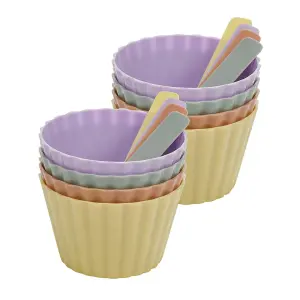 URBNLIVING 11cm Width 16 pcs Ice Cream 4 Bowls & Spoons Party Dessert Cups Set