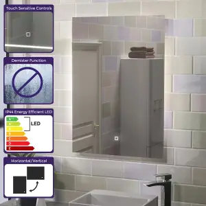 Nes Home Riley Large Illuminated Backlit Bathroom Mirror with Lights Touch Switch