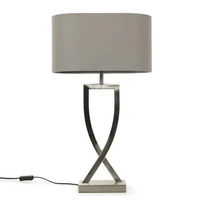 Matheos 63cm Table Lamp Brushed Chrome / Grey